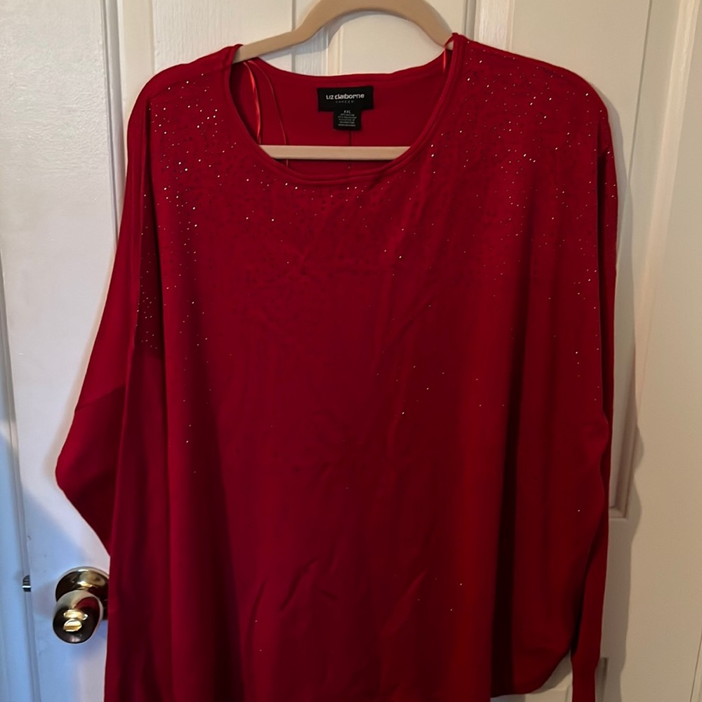 Liz Claiborne XXL Red Sweater with Shimmer Stones
